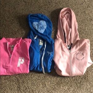 3 Victoria’s Secret pink sweatshirts